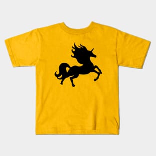 Black Running Unicorn Silhouette Kids T-Shirt